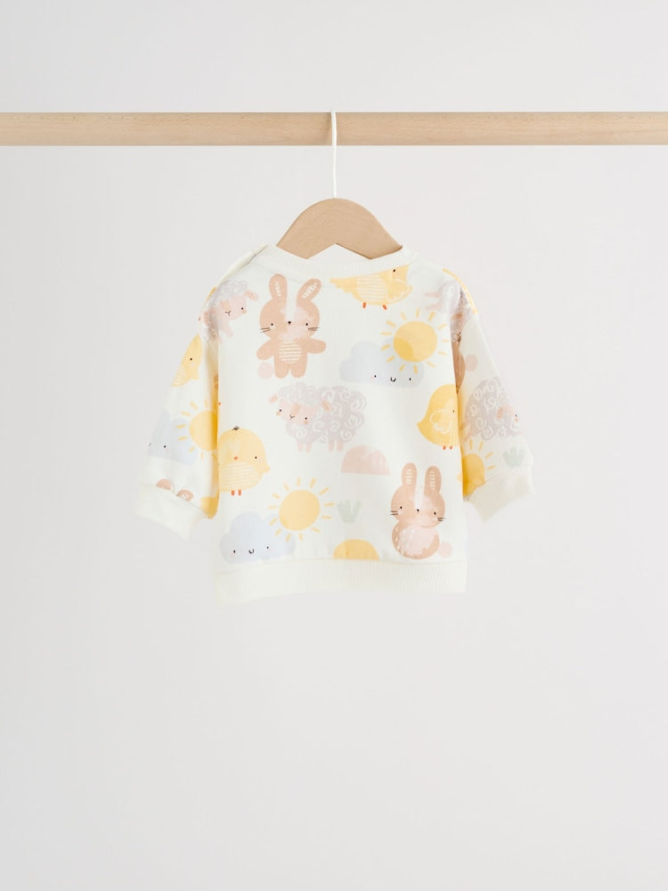 White Bunny Character Print Easter Sweat and Leggings Baby Set (0mths-2yrs)