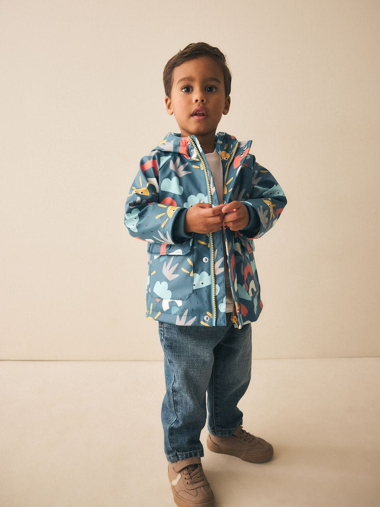 Navy Printed Icon Shower Resistant Coat (3mths-7yrs)