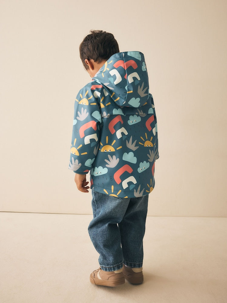 Navy Printed Icon Shower Resistant Coat (3mths-7yrs)
