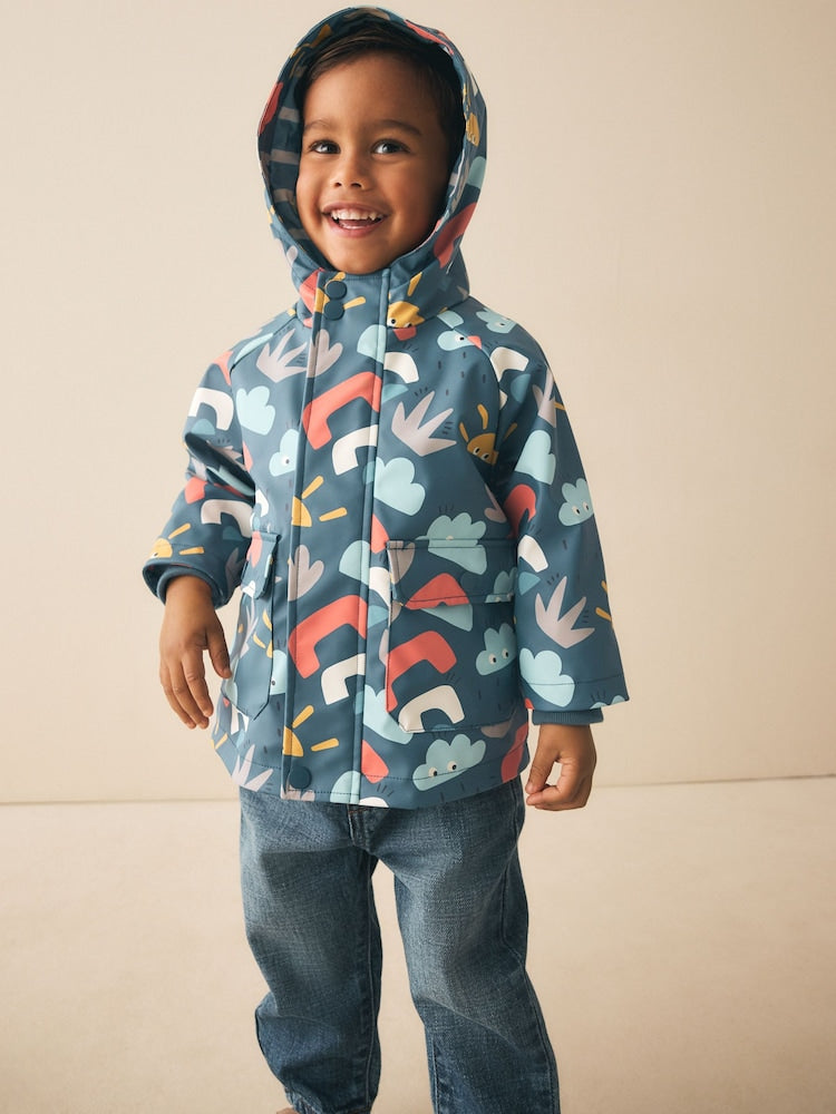 Navy Printed Icon Shower Resistant Coat (3mths-7yrs)