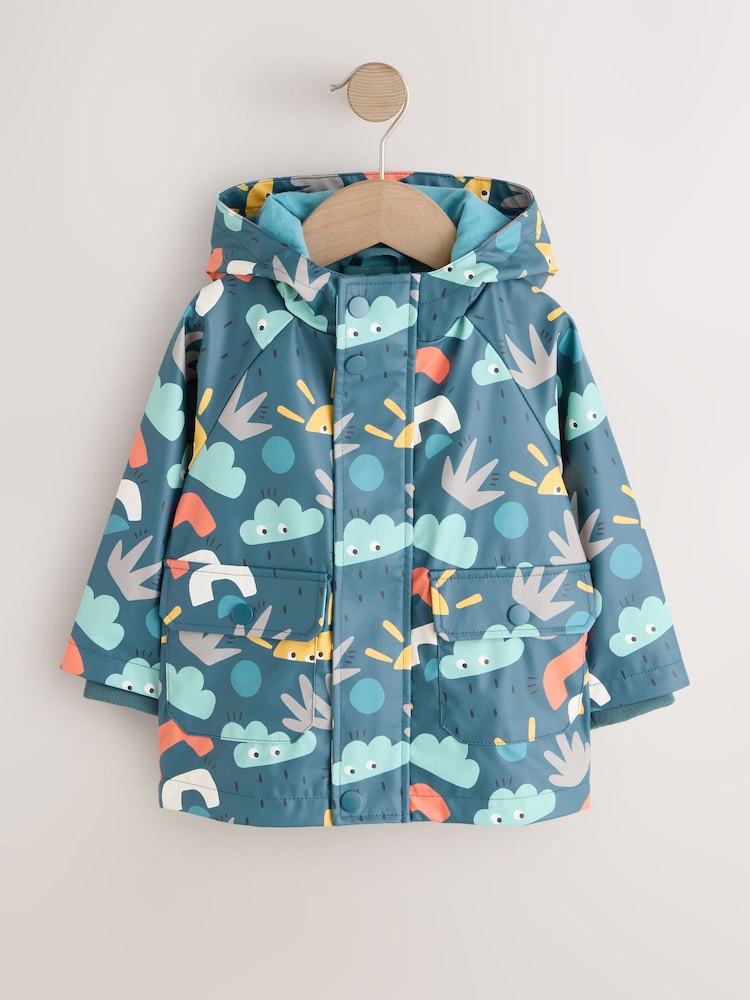 Navy Printed Icon Shower Resistant Coat (3mths-7yrs)