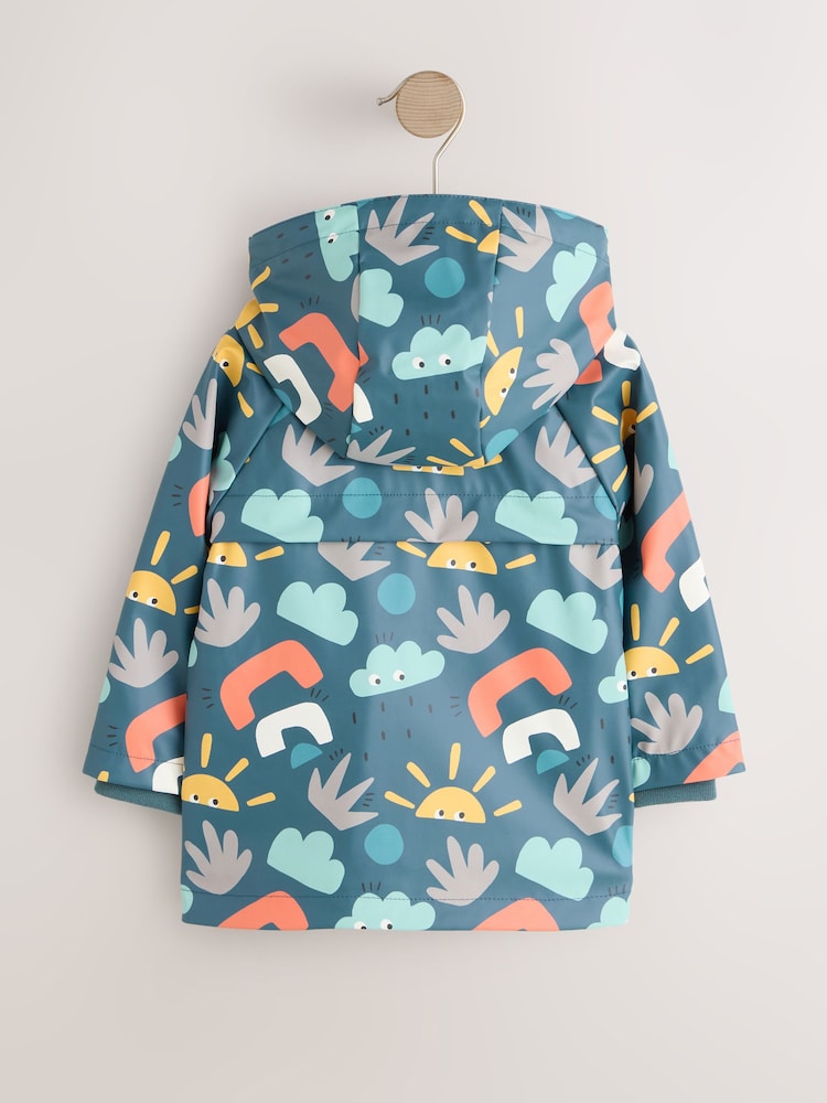 Navy Printed Icon Shower Resistant Coat (3mths-7yrs)