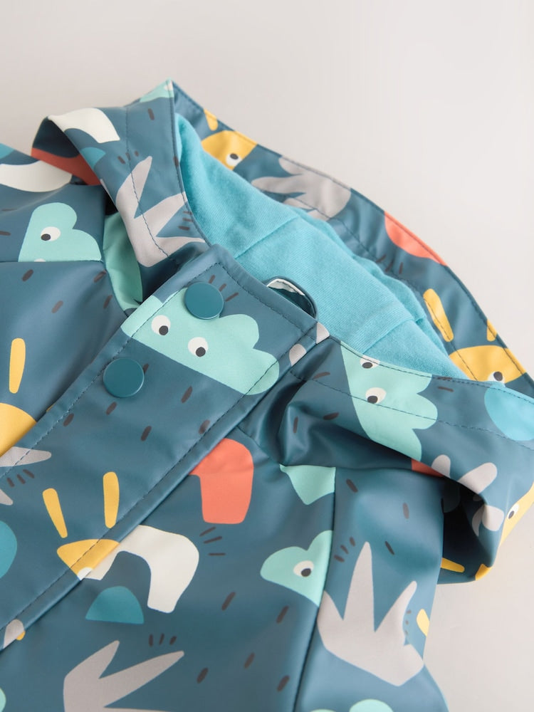 Navy Printed Icon Shower Resistant Coat (3mths-7yrs)