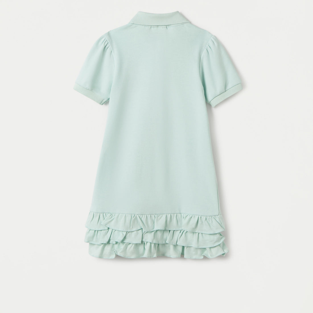 Juniors Heart Embroidered Polo Dress with Frill Detail and Short Sleeves
