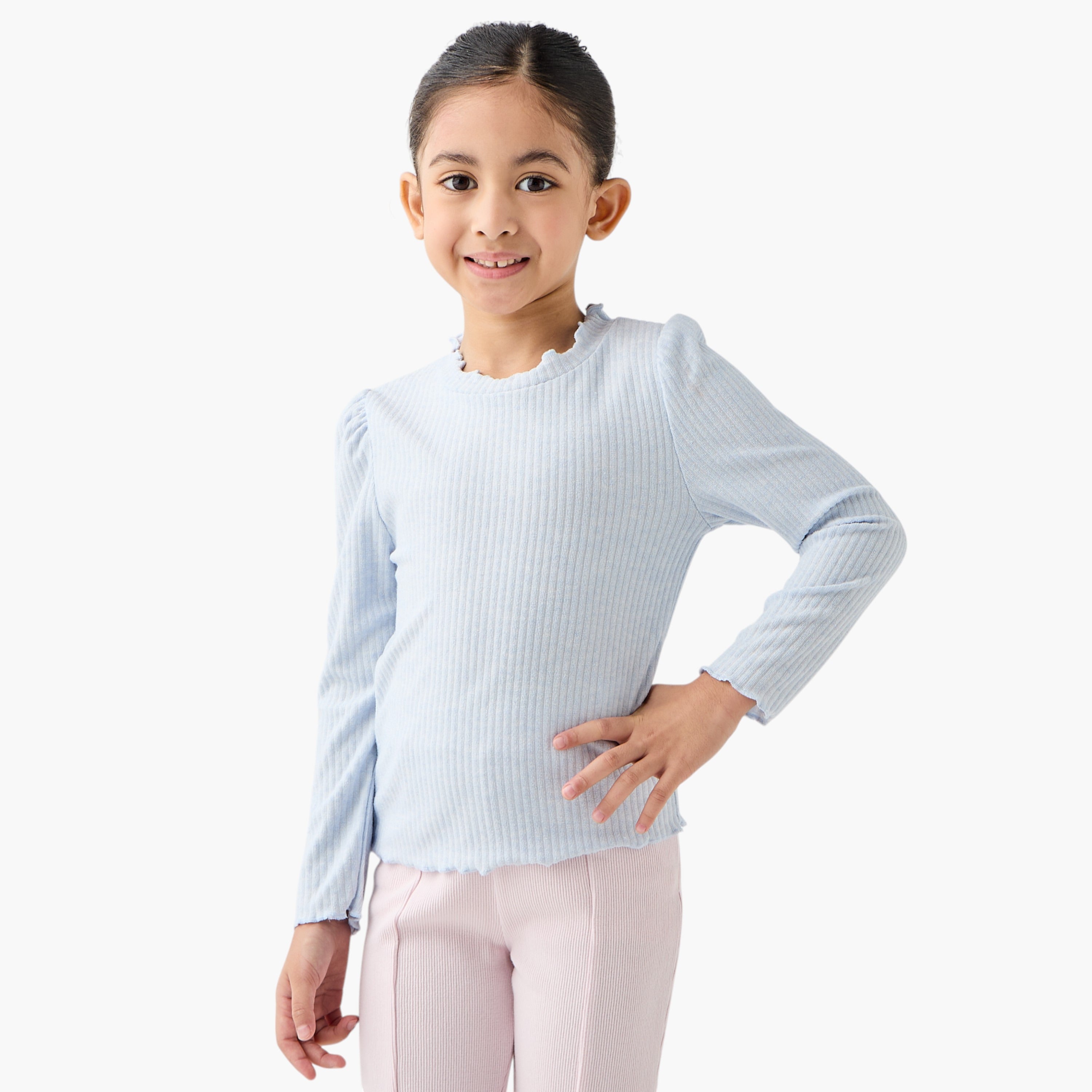 Juniors Ribbed T-shirt with Long Sleeves - Set of 2