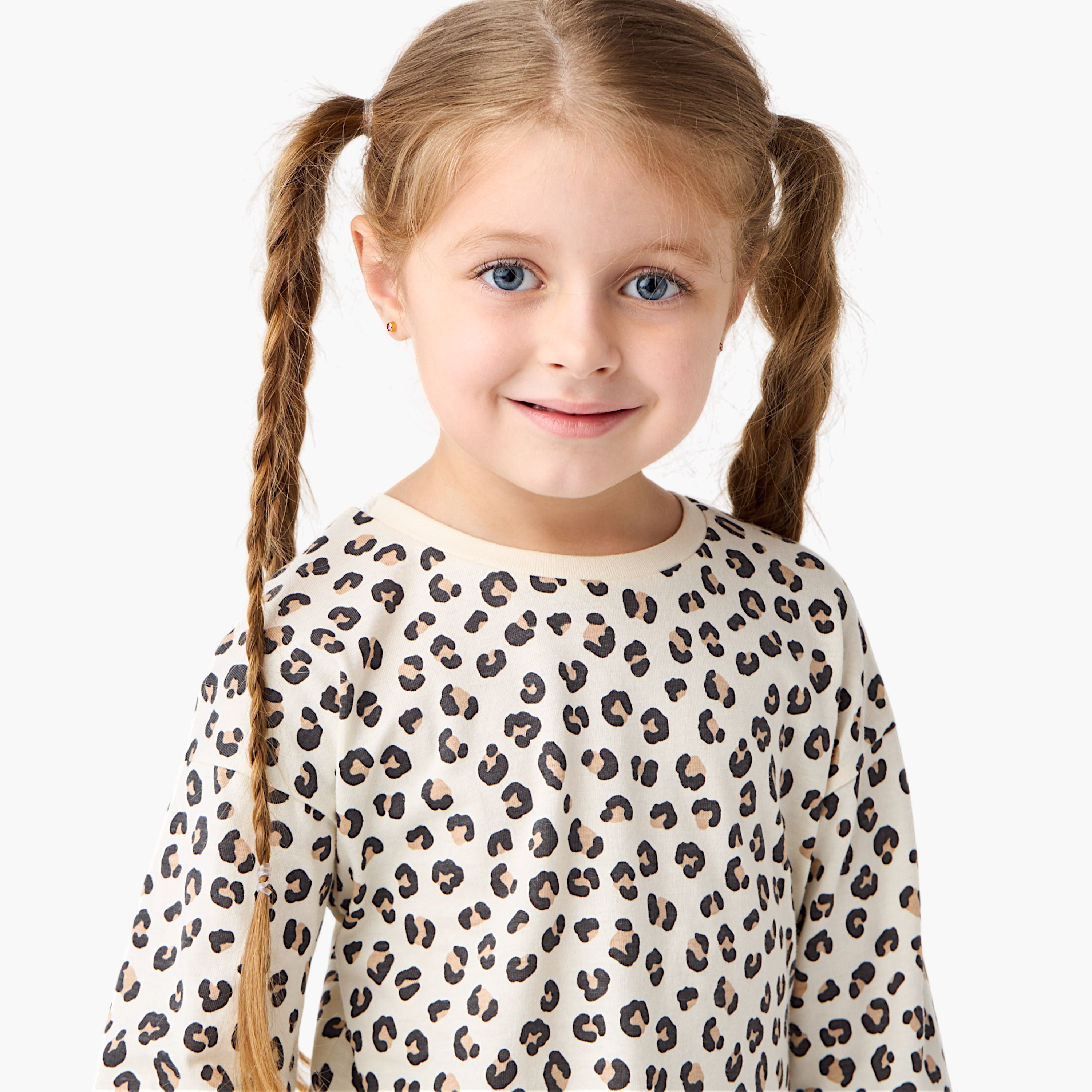 Juniors Printed T-shirt with Crew Neck and Long Sleeves - Set of 2