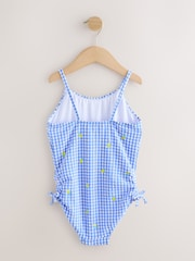 Blue/White Gingham Lemon Strappy Ruched Swimsuit (3-16yrs) - Size 3 Years (98cm)