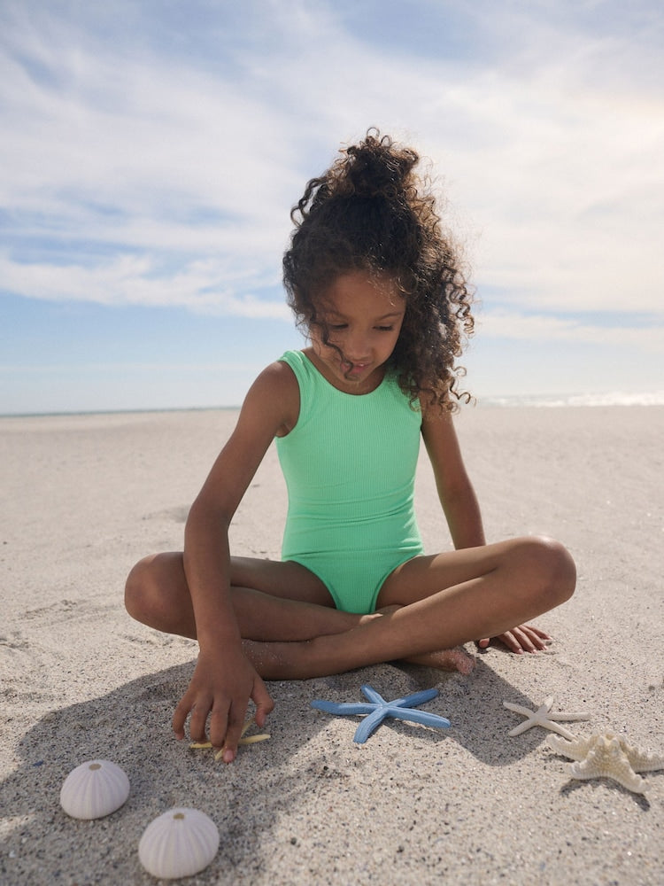 Green Crinkle Swimsuit (3-16yrs)