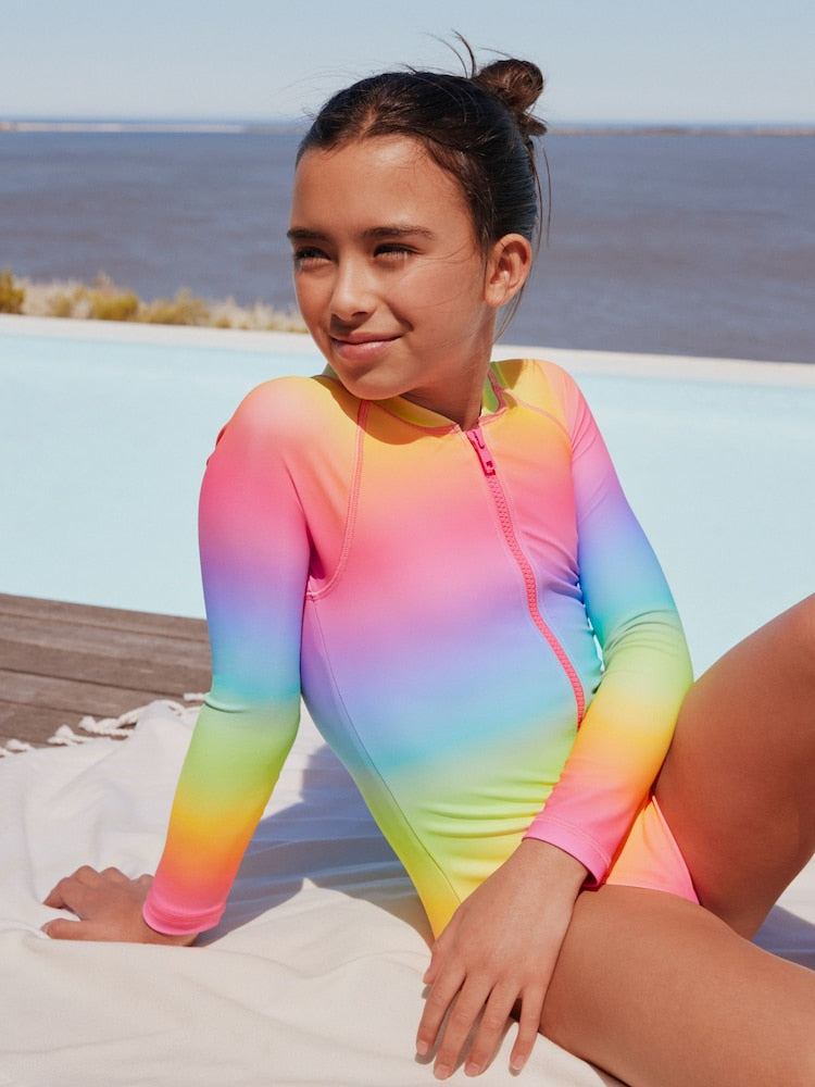 Rainbow Ombre Long Sleeve Sunsafe Swimsuit (3mths-16yrs)