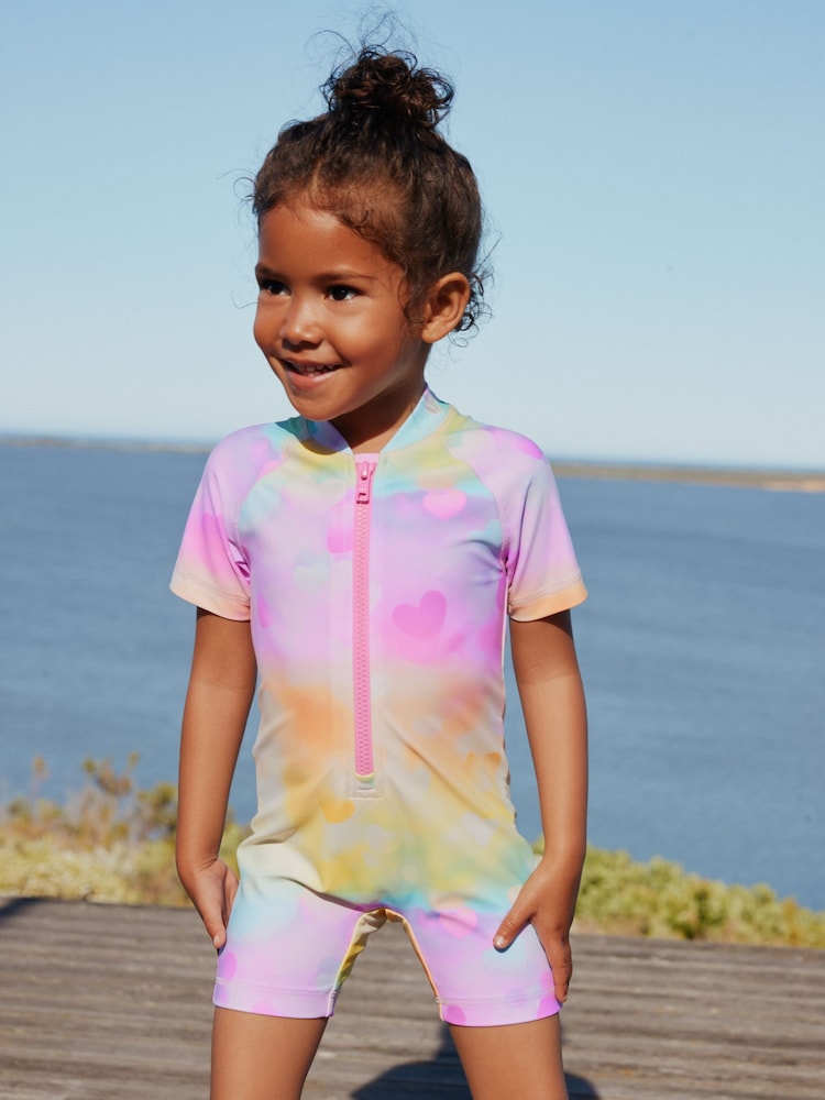 Rainbow Ombre Hearts Sunsafe Swimsuit (3mths-10yrs)