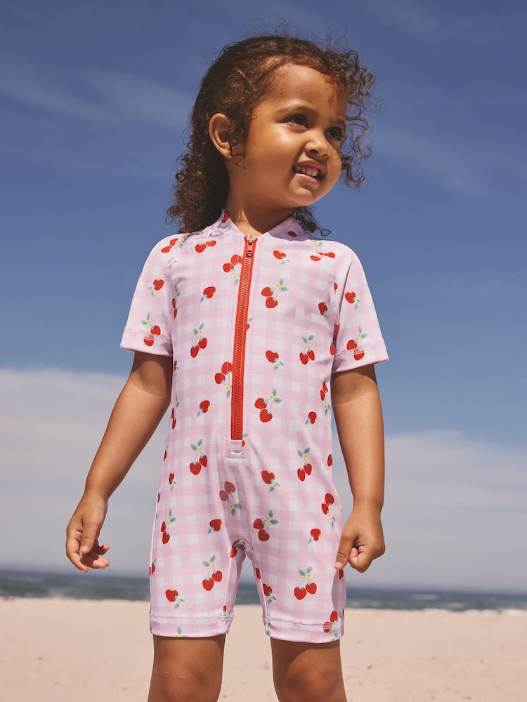 Pink Cherry Gingham Sunsafe Swimsuit (3mths-10yrs)