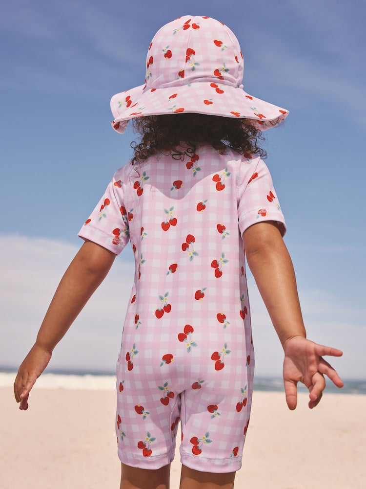 Pink Cherry Gingham Sunsafe Swimsuit (3mths-10yrs)