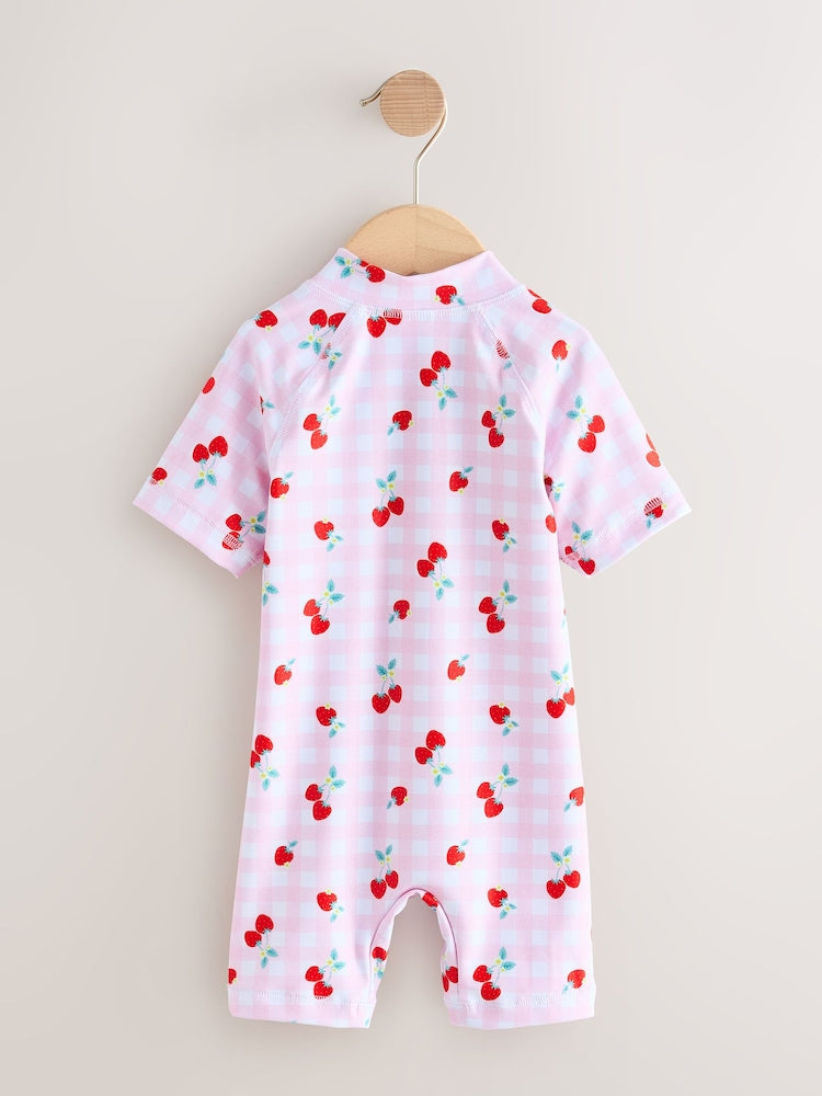 Pink Cherry Gingham Sunsafe Swimsuit (3mths-10yrs)