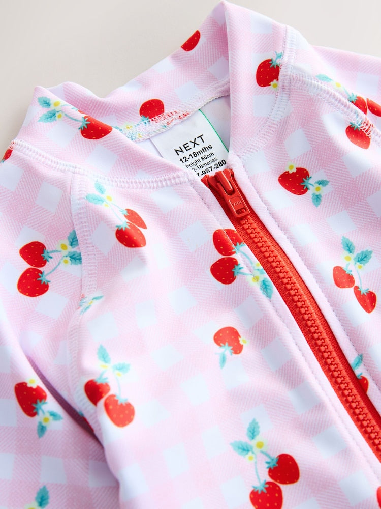 Pink Cherry Gingham Sunsafe Swimsuit (3mths-10yrs)