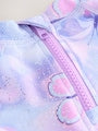 Lilac Purple Butterfly Foil Short Sleeved Sunsafe Swim Set (3mths-10yrs) - Size 3-6 Months (62-68cm)