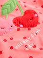 Pink/ Red Cherry Short Sleeved Sunsafe Swim Set (3mths-10yrs) - Size 3-6 Months (62-68cm)