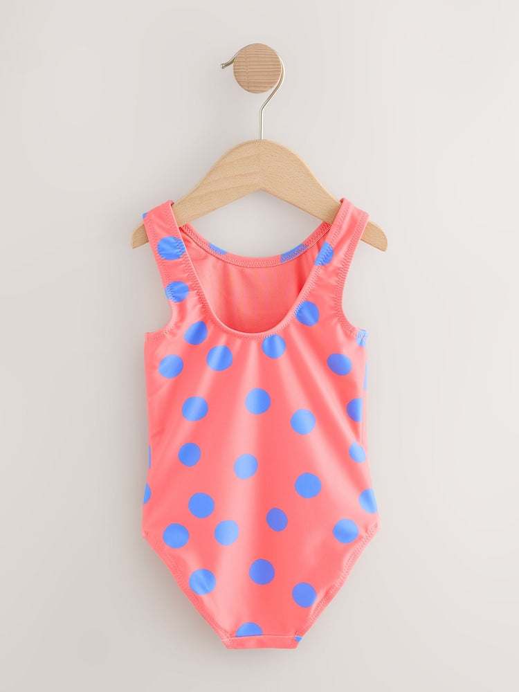 Coral Pink Shell Polka Dot Swimsuit (3mths-10yrs)