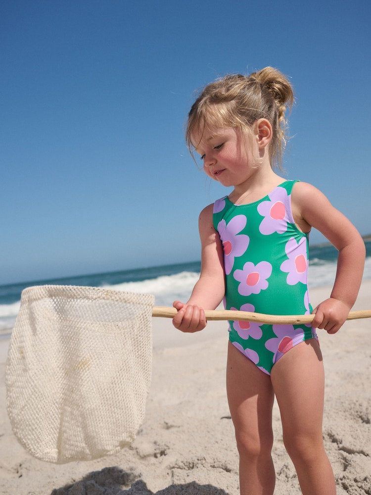 Green Stampy Floral Swimsuit (3mths-10yrs)