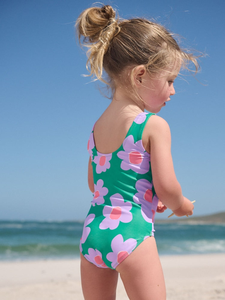 Green Stampy Floral Swimsuit (3mths-10yrs)