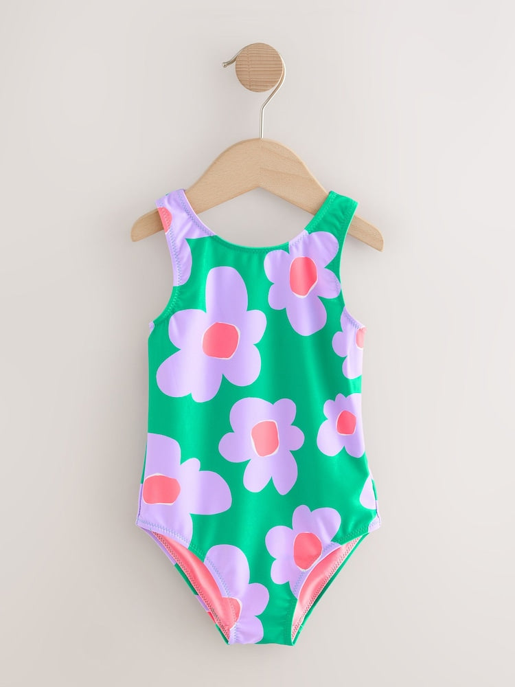 Green Stampy Floral Swimsuit (3mths-10yrs)