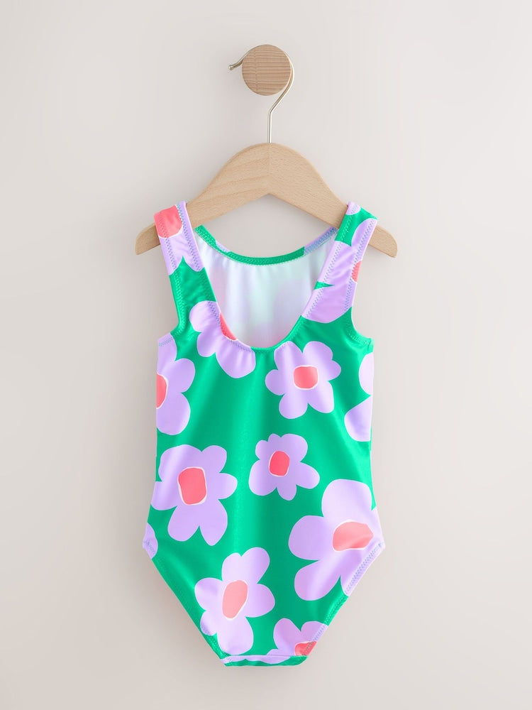 Green Stampy Floral Swimsuit (3mths-10yrs)