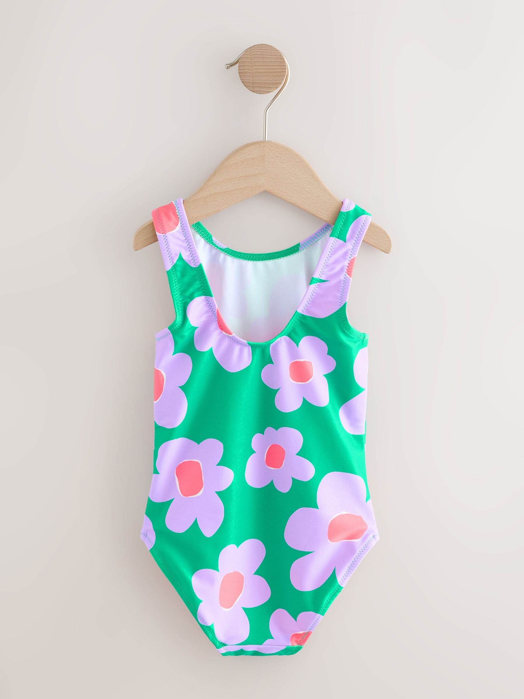 Green Stampy Floral Swimsuit (3mths-10yrs) - Size 3-6 Months (62-68cm)