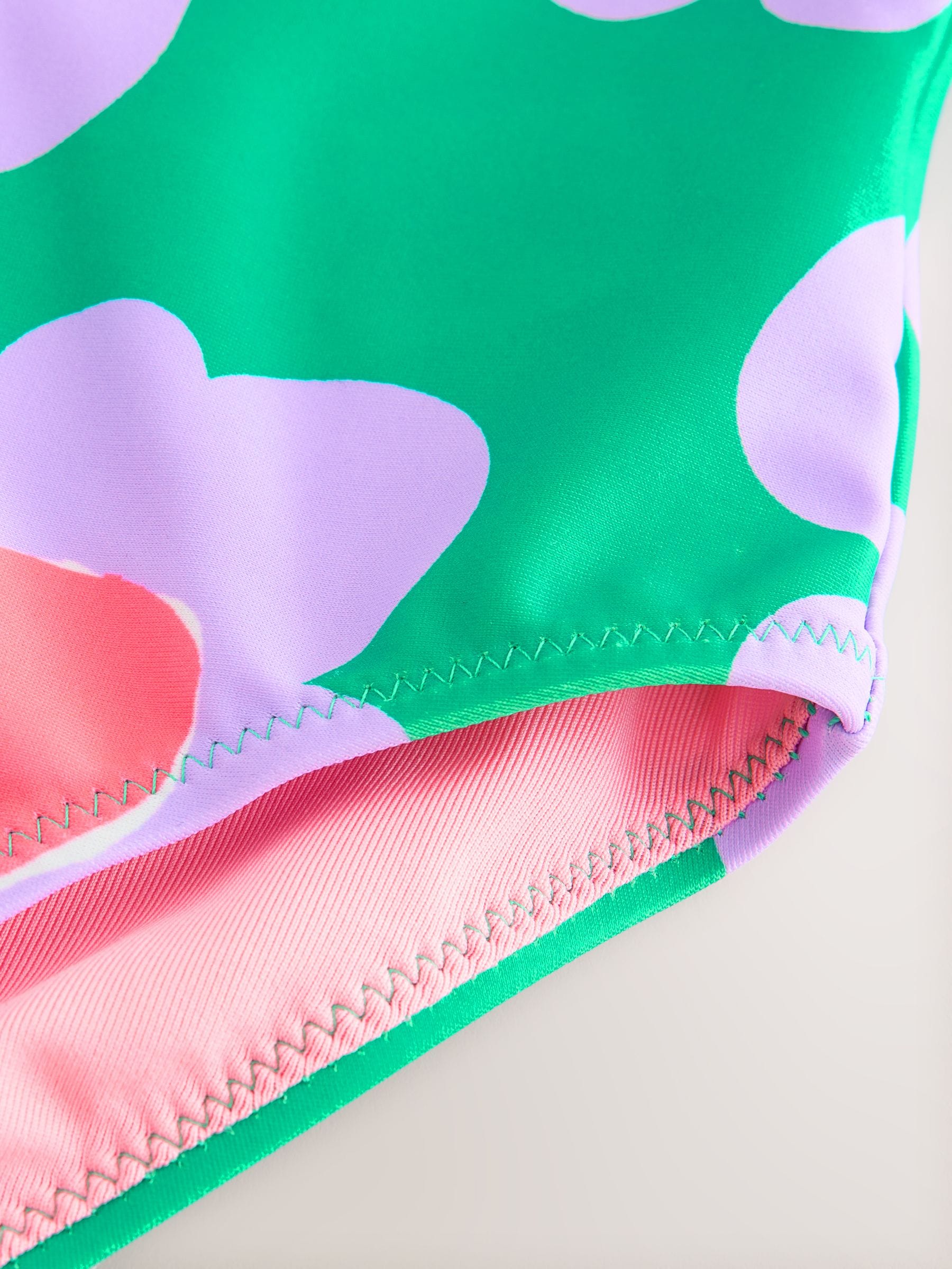 Green Stampy Floral Swimsuit (3mths-10yrs) - Size 3-6 Months (62-68cm)
