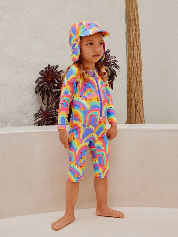 Purple Rainbow Swim Legionnaire Hat (3mths-10yrs)