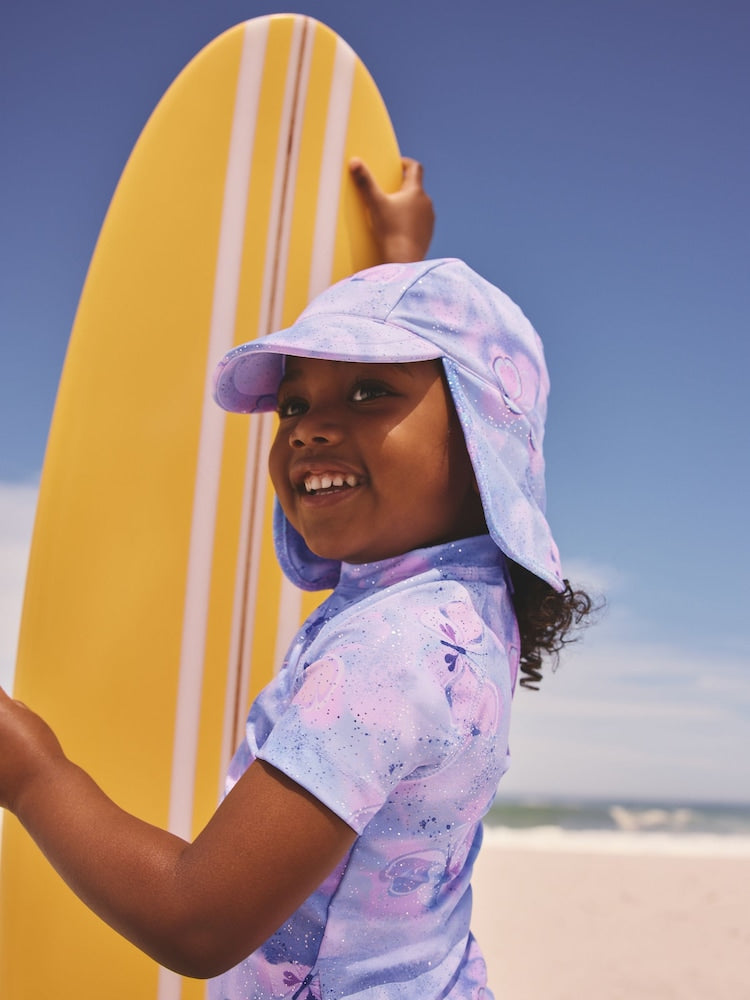 Lilac Purple Foil Butterfly Swim Legionnaire Hat (3mths-10yrs)