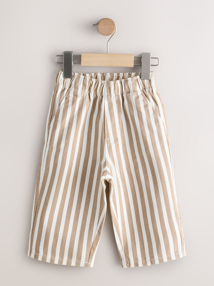 Tan/White Stripe Pull On Wide