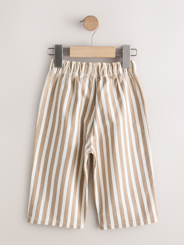 Tan/White Stripe Pull On Wide Trousers (3mths-7yrs)