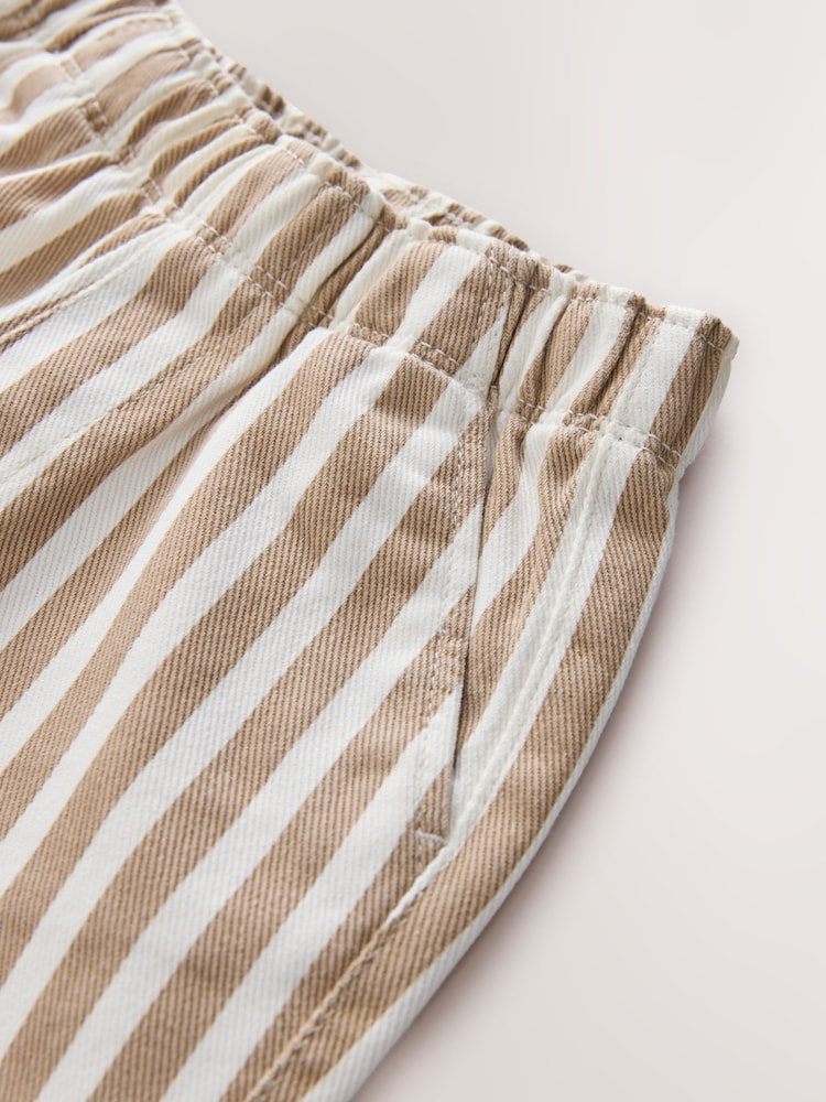 Tan/White Stripe Pull On Wide