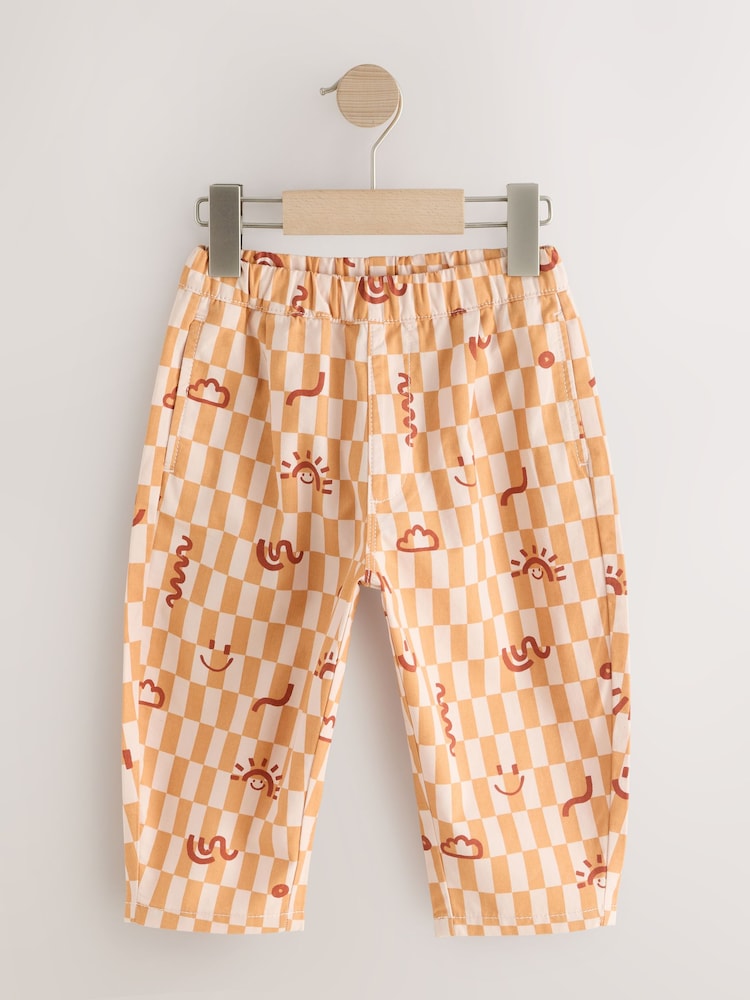 Orange Checkerboard Barrel Pull On