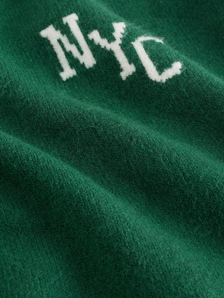 Dark Green NYC Knitted Crew Neck Jumper and Joggers Set (3mths-7yrs)