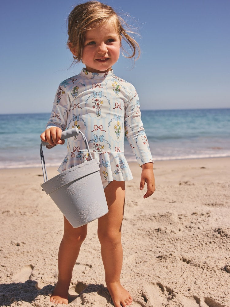 Blue/White Bow Sunsafe Swim Set (3mths-7yrs) - Size 3-6 Months (62-68cm) - Blue/White Bow