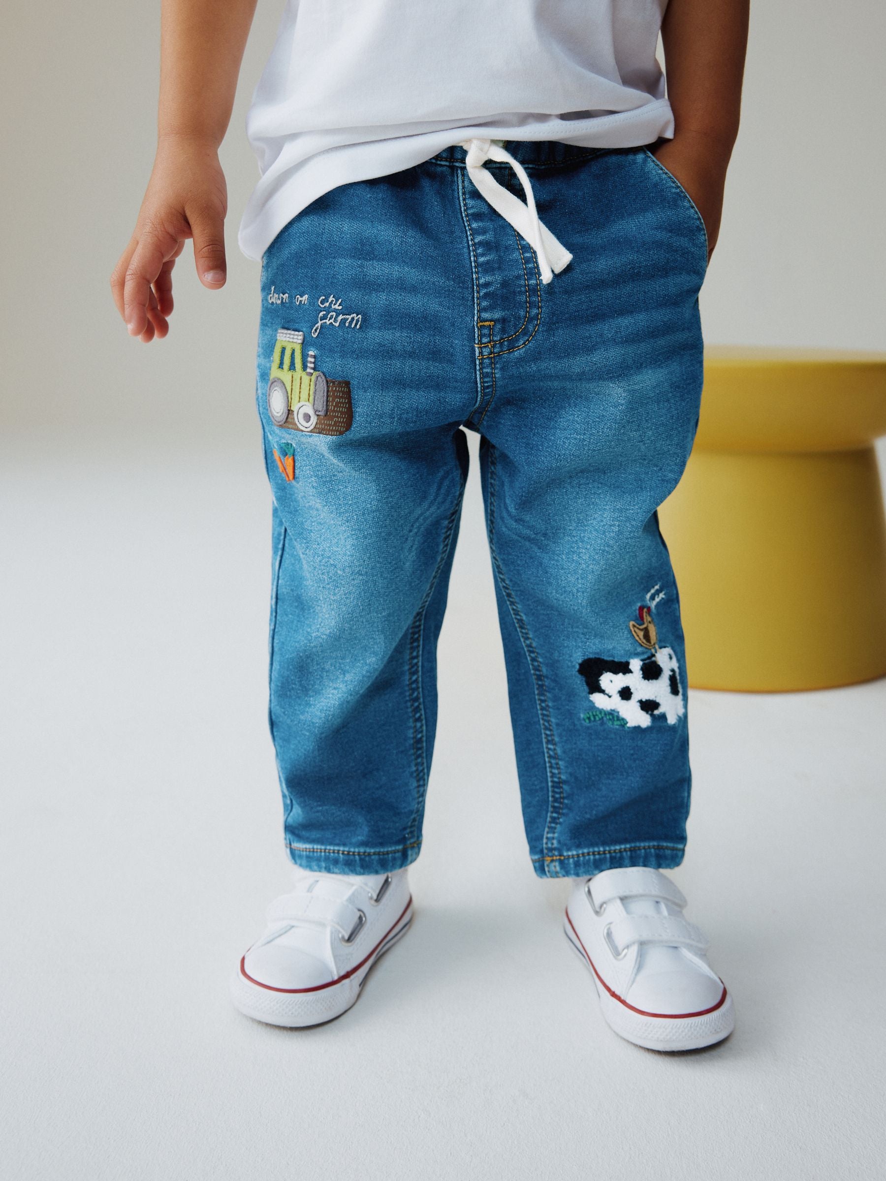 Mid Blue Farm Character Loose Fit Jeans (3mths-7yrs) - Size 3-6 Months (62-68cm) - Default 1