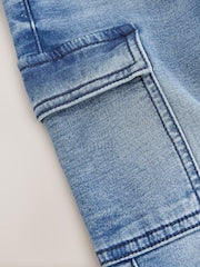 Mid Blue Comfort Stretch Wide Cargo Jeans (3mths-7yrs) - Size 3-6 Months (62-68cm)