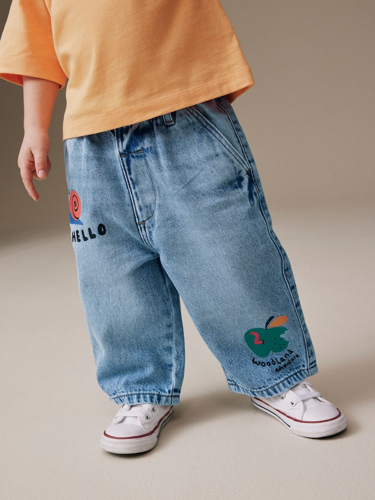 Mid Blue Woodland Character Wide Fit Jeans (3mths-7yrs)