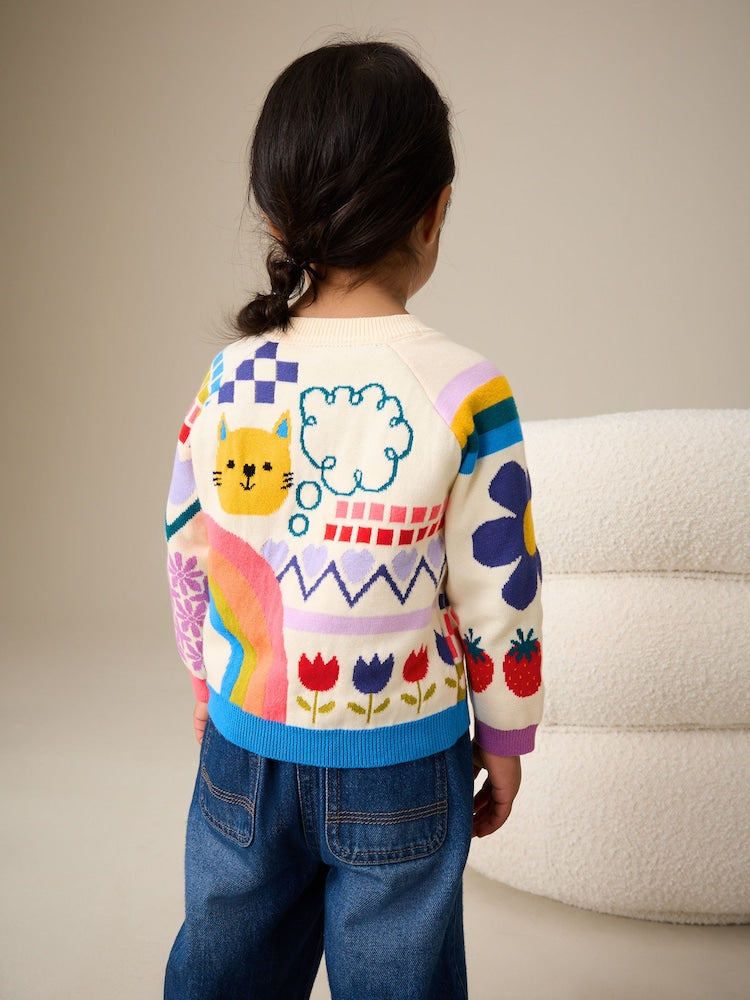 Multi Fun Printed Cardigan (3mths-7yrs) - Size 3-6 Months (62-68cm)