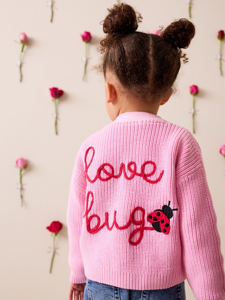 Pink LadyBug V-Neck Cardigan (3mths-7yrs)