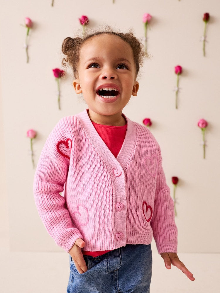 Pink LadyBug V-Neck Cardigan (3mths-7yrs)
