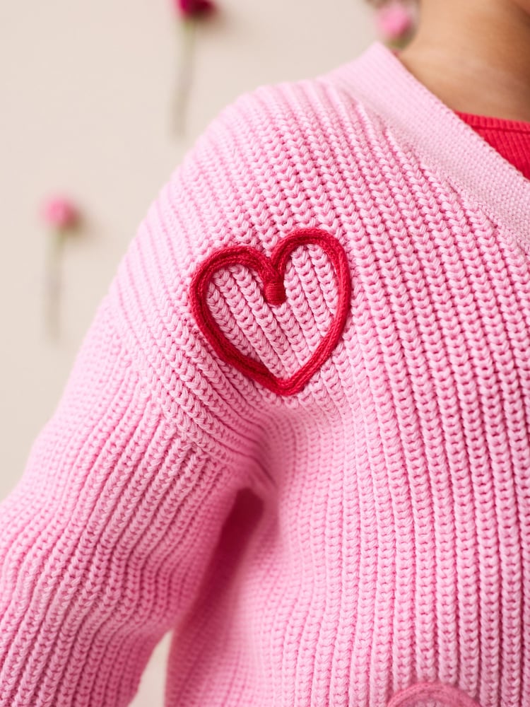 Pink LadyBug V-Neck Cardigan (3mths-7yrs)