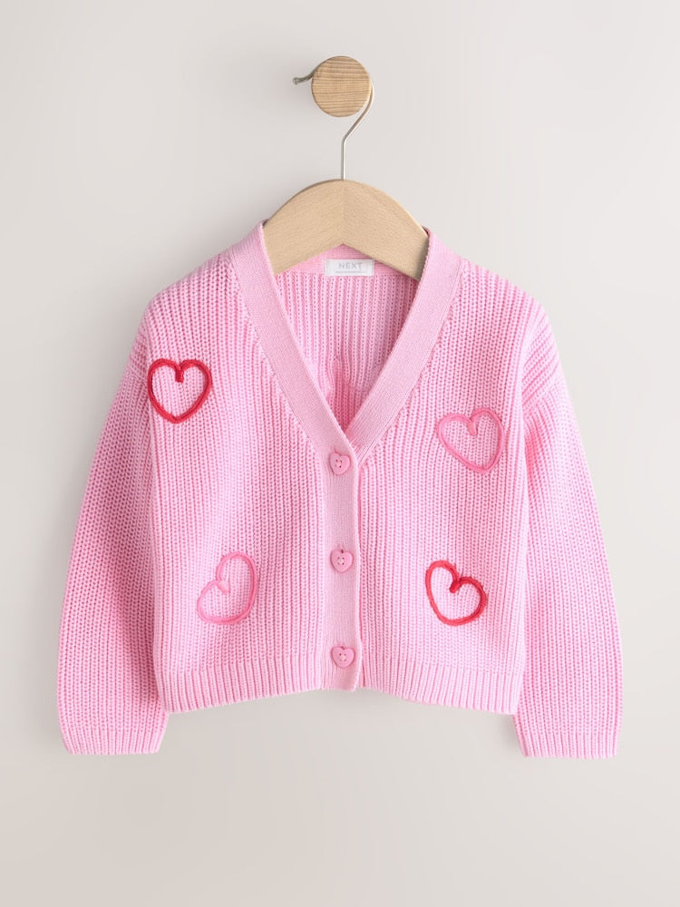 Pink LadyBug V-Neck Cardigan (3mths-7yrs)