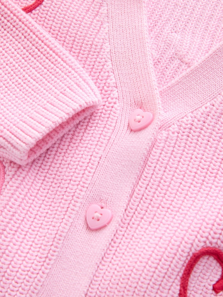 Pink LadyBug V-Neck Cardigan (3mths-7yrs)