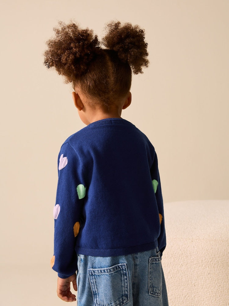 Navy Heart Cardigan (3mths-10yrs)