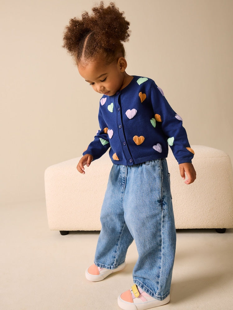 Navy Heart Cardigan (3mths-10yrs)
