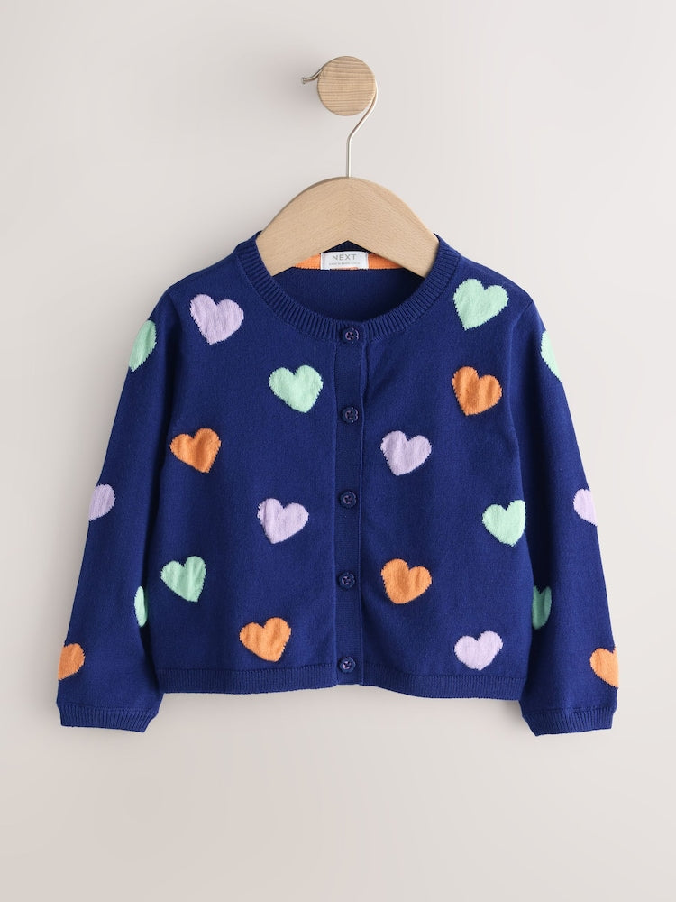 Navy Heart Cardigan (3mths-10yrs)