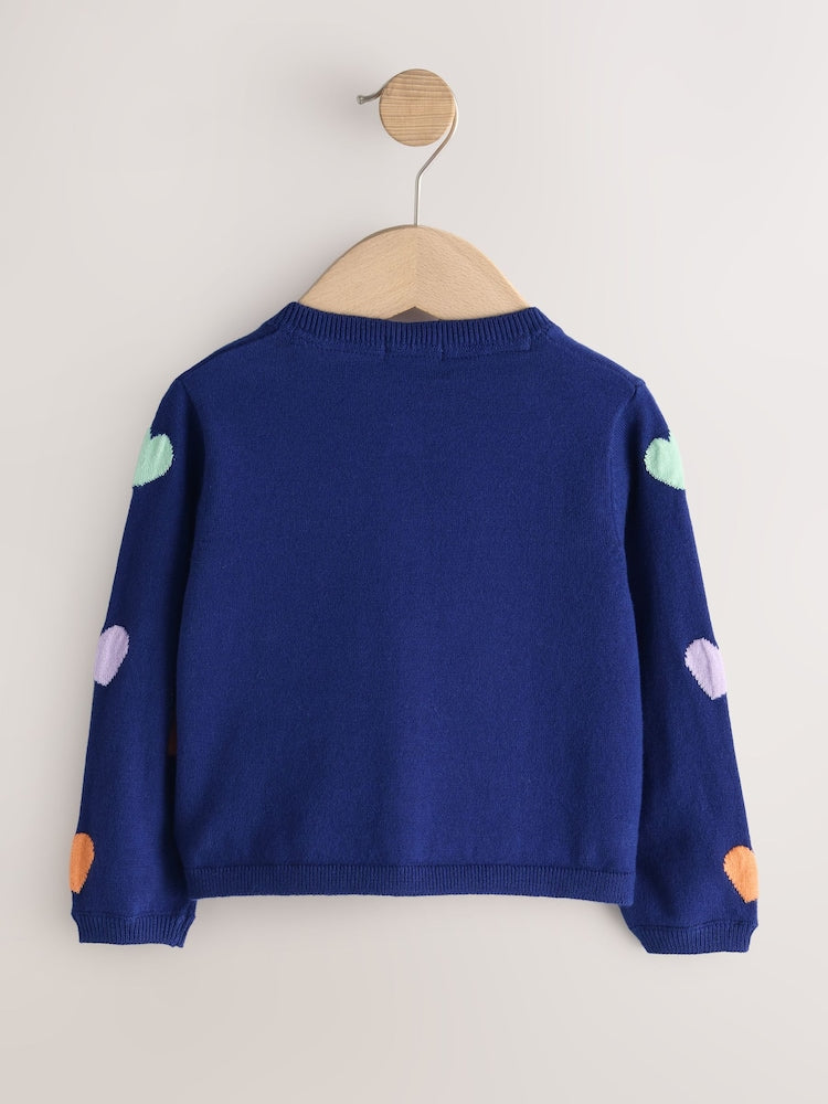 Navy Heart Cardigan (3mths-10yrs)