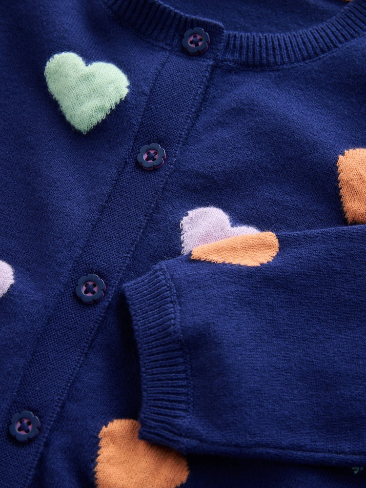 Navy Heart Cardigan (3mths-10yrs)