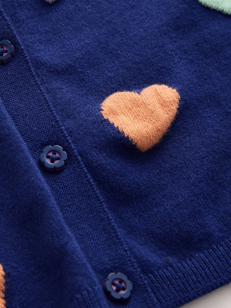 Navy Heart Cardigan (3mths-10yrs)